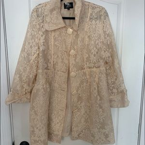 Lace cream blazer